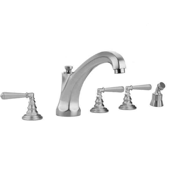 Jaclo - Westfield Roman Tub Set with High Spout and Hex Lever Handles and Angled Handshower Mount