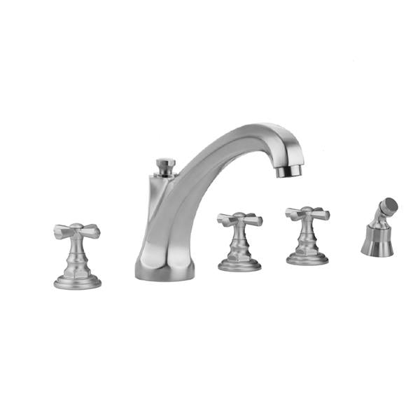 Jaclo - Westfield Roman Tub Set with High Spout and Hex Cross Handles and Angled Handshower Mount
