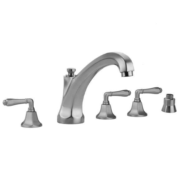 Jaclo - Astor Roman Tub Set with High Spout and Smooth Lever Handles and Straight Handshower Mount