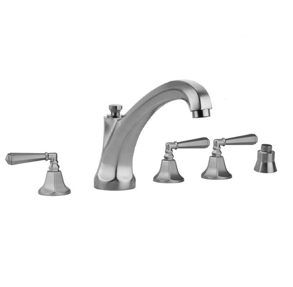 Jaclo - Astor Roman Tub Set with High Spout and Hex Lever Handles and Straight Handshower Mount