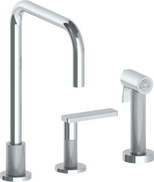 Watermark - Rainey Deck Mounted 3 Hole Square Top Kitchen Set - Includes Side Spray