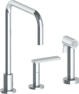 Watermark - Rainey Deck Mounted 3 Hole Square Top Kitchen Set - Includes Side Spray