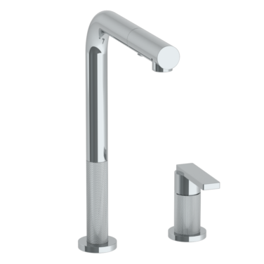Watermark -Rainey Deck Mounted 2 Hole Square Top Kitchen Faucet with Pull Out Spray