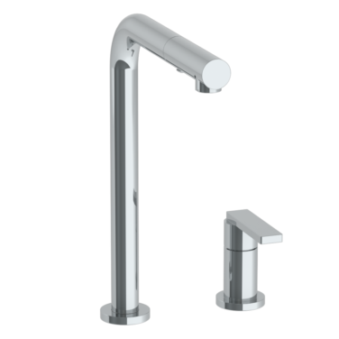 Watermark -Rainey Deck Mounted 2 Hole Square Top Kitchen Faucet with Pull Out Spray