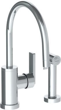 Watermark - Rainey Deck Mounted 2 Hole Gooseneck Kitchen Set - Includes Side Spray