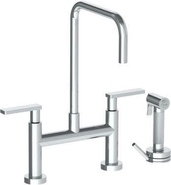 Watermark - Rainey Deck Mounted Bridge Square Top Kitchen Faucet with Independent Side Spray