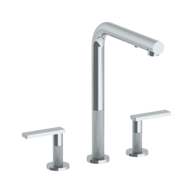 Watermark -Rainey Deck Mounted 3 Hole Square Top Kitchen Faucet with Pull Out Spray