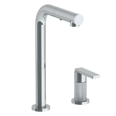 Watermark -Rainey Deck Mounted 2 Hole Square Top Prep Faucet with Pull Out Spray