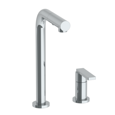 Watermark -Rainey Deck Mounted 2 Hole Square Top Prep Faucet with Pull Out Spray