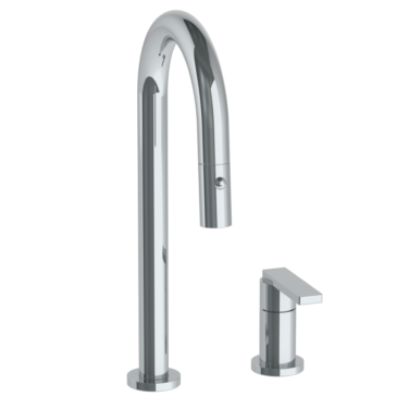 Watermark -Rainey Deck Mounted 2 Hole Gooseneck Prep Faucet with Pull Down Spray