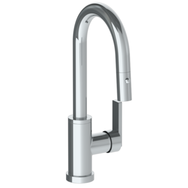 Watermark -Rainey Deck Mounted 1 Hole Gooseneck Prep Faucet with Pull Down Spray