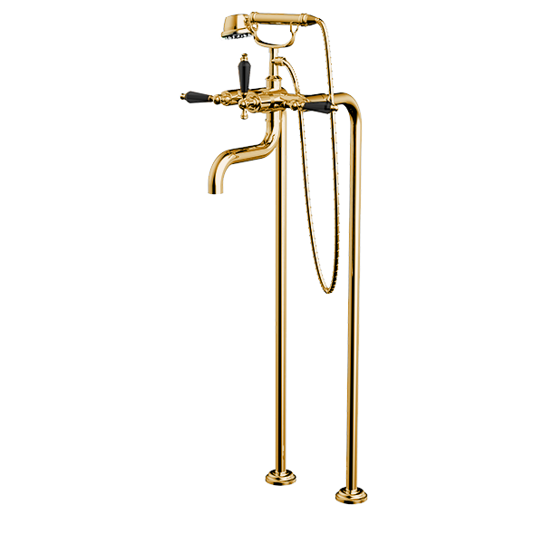 Santec - Klassica Crystal Floor Mount Tub Filler With Hand Shower
