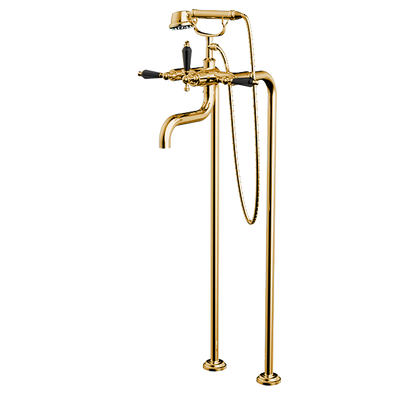 Santec - Klassica Crystal Floor Mount Tub Filler With Hand Shower