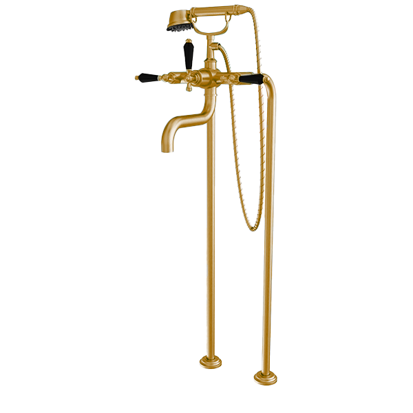 Santec - Klassica Crystal Floor Mount Tub Filler With Hand Shower
