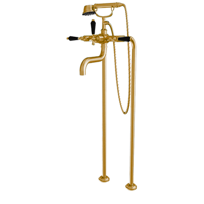 Santec - Klassica Crystal Floor Mount Tub Filler With Hand Shower