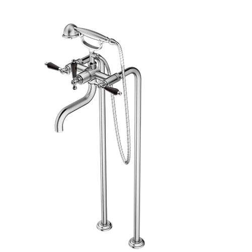 Santec - Klassica Crystal Floor Mount Tub Filler With Hand Shower