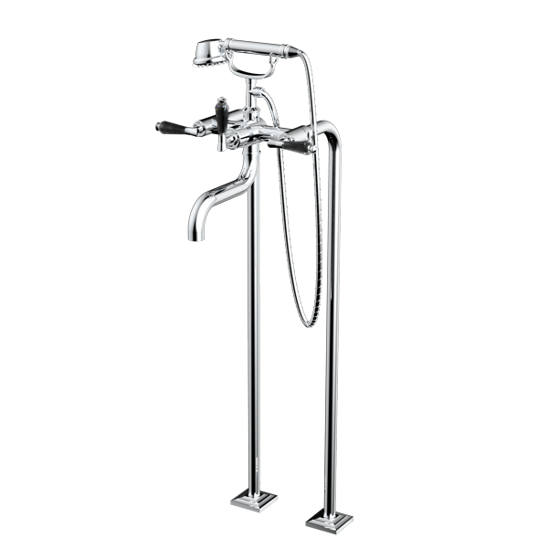 Santec - Edo Crystal Floor Mount Tub Filler With Hand Shower