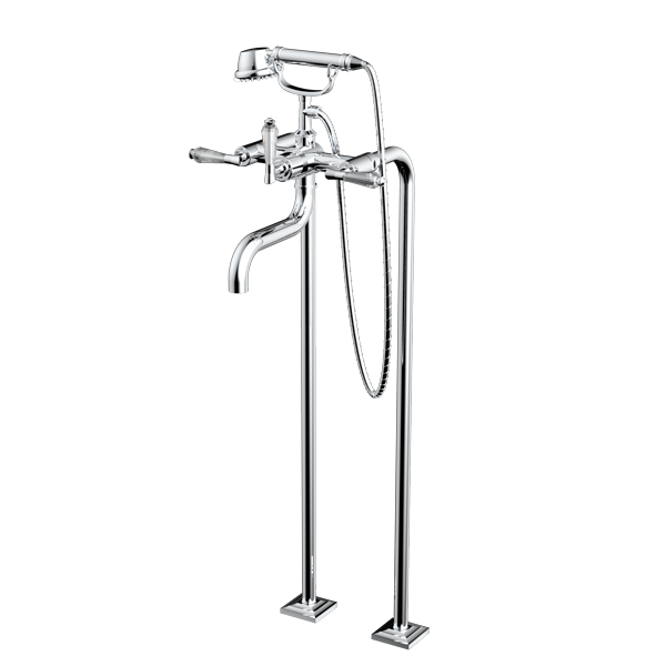 Santec - Edo Crystal Floor Mount Tub Filler With Hand Shower