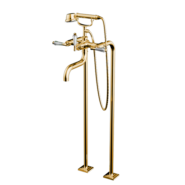 Santec - Edo Crystal Floor Mount Tub Filler With Hand Shower