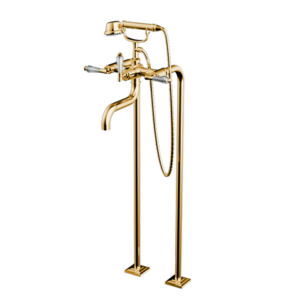 Santec - Edo Crystal Floor Mount Tub Filler With Hand Shower