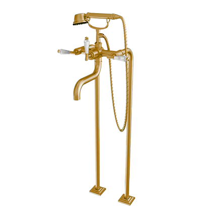 Santec - Edo Crystal Floor Mount Tub Filler With Hand Shower