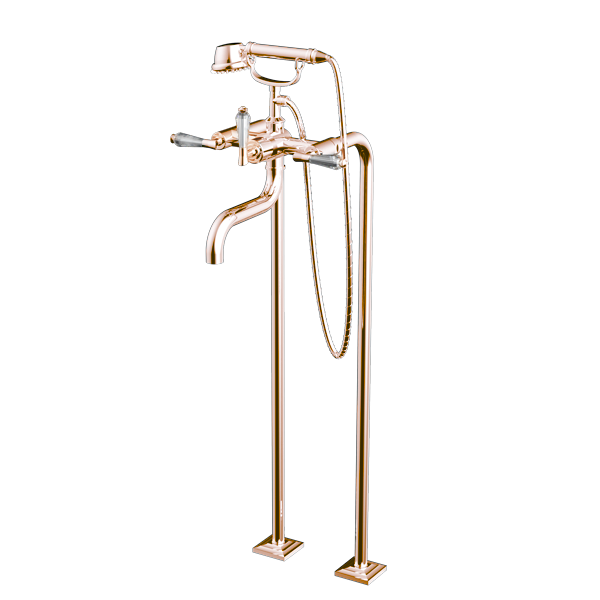 Santec - Edo Crystal Floor Mount Tub Filler With Hand Shower