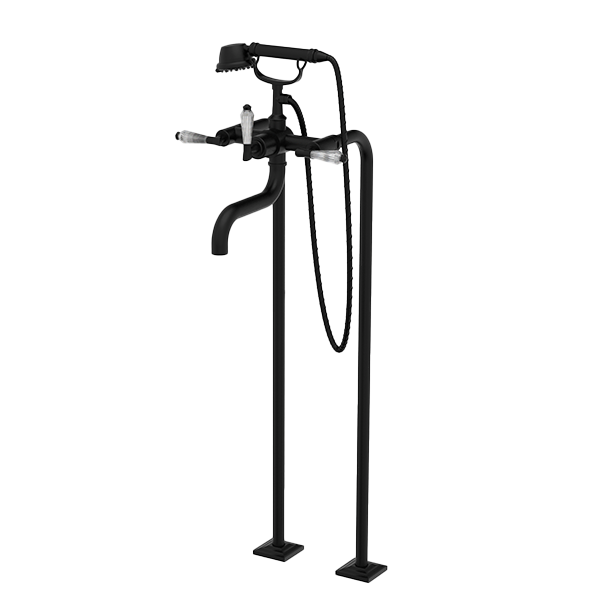 Santec - Edo Crystal Floor Mount Tub Filler With Hand Shower