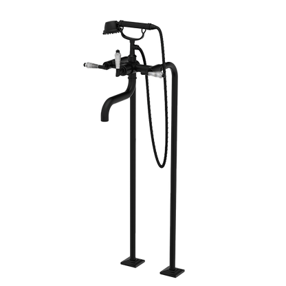 Santec - Edo Crystal Floor Mount Tub Filler With Hand Shower