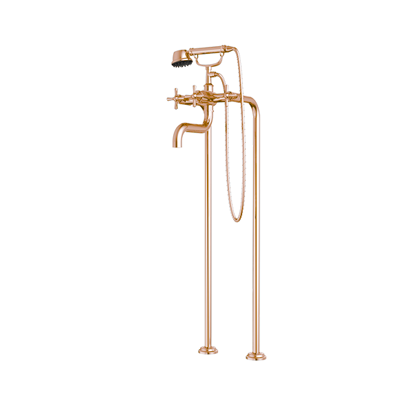 Santec - Hana Floor Mount Tub Filler With Hand Shower