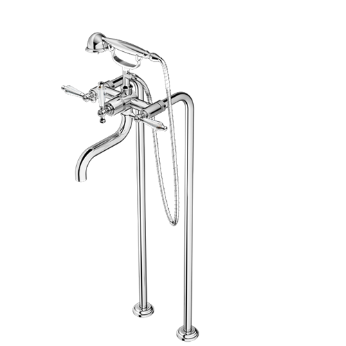 Santec - Klassica Crystal Floor Mount Tub Filler With Hand Shower
