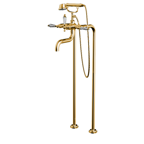 Santec - Klassica Crystal Floor Mount Tub Filler With Hand Shower