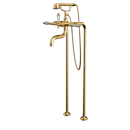 Santec - Klassica Crystal Floor Mount Tub Filler With Hand Shower