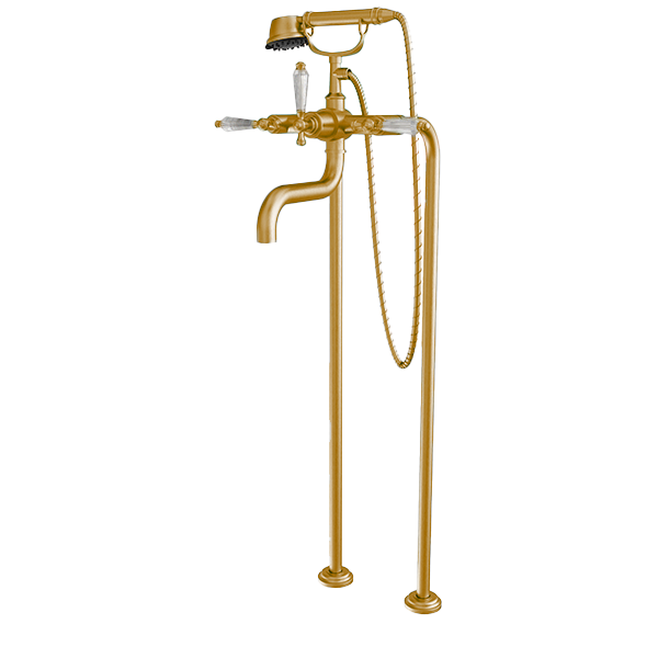 Santec - Klassica Crystal Floor Mount Tub Filler With Hand Shower