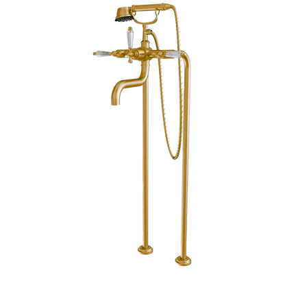 Santec - Klassica Crystal Floor Mount Tub Filler With Hand Shower