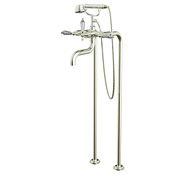 Santec - Klassica Crystal Floor Mount Tub Filler With Hand Shower