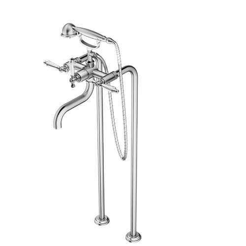 Santec - Klassica Crystal Floor Mount Tub Filler With Hand Shower
