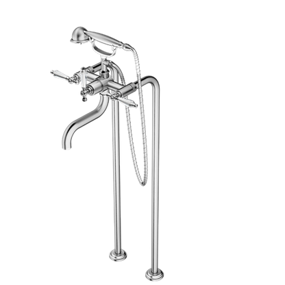 Santec - Klassica Crystal Floor Mount Tub Filler With Hand Shower