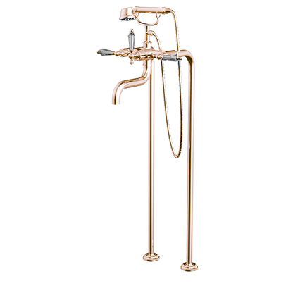 Santec - Klassica Crystal Floor Mount Tub Filler With Hand Shower