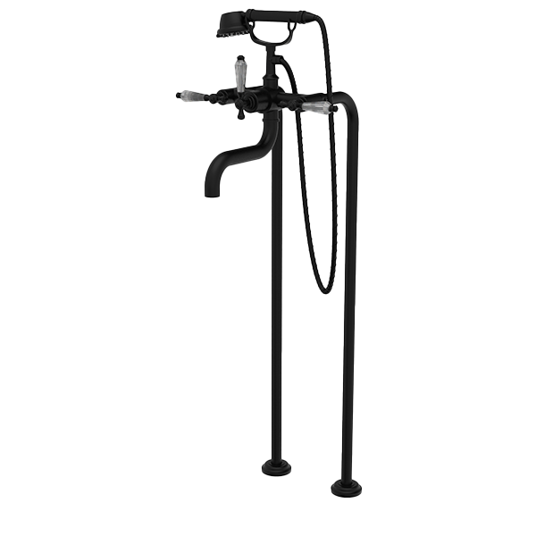 Santec - Klassica Crystal Floor Mount Tub Filler With Hand Shower