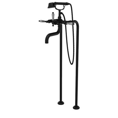 Santec - Klassica Crystal Floor Mount Tub Filler With Hand Shower