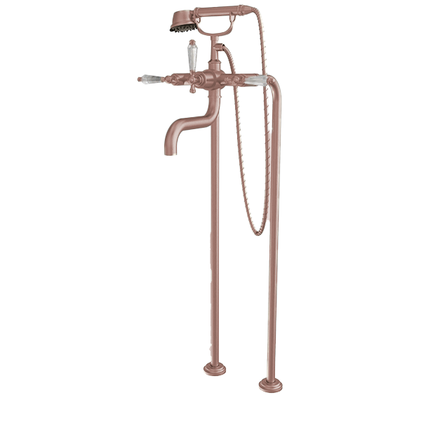 Santec - Klassica Crystal Floor Mount Tub Filler With Hand Shower