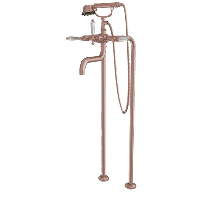 Santec - Klassica Crystal Floor Mount Tub Filler With Hand Shower