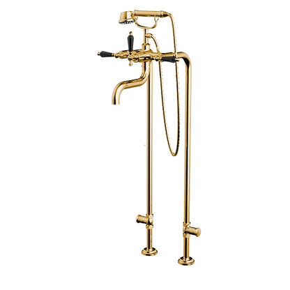 Santec - Klassica Crystal Floor Mount Tub Filler With Hand Shower And Shut-Off Valves (Pair)