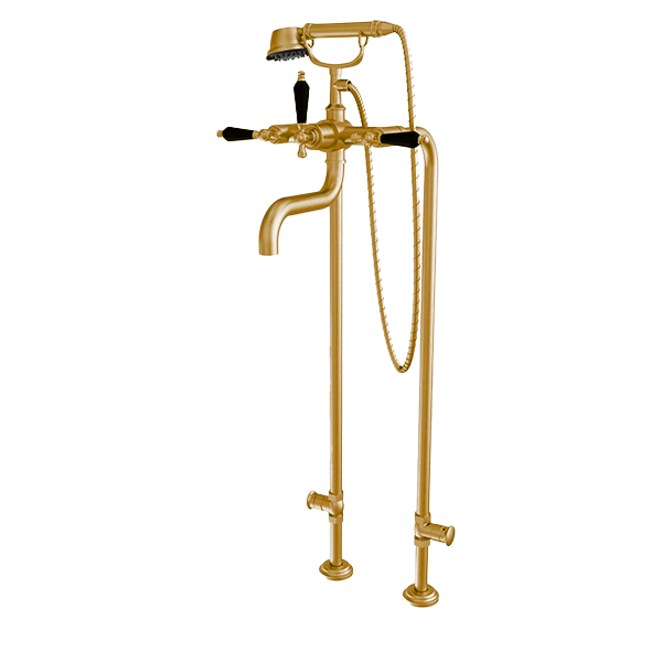 Santec - Klassica Crystal Floor Mount Tub Filler With Hand Shower And Shut-Off Valves (Pair)