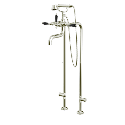 Santec - Klassica Crystal Floor Mount Tub Filler With Hand Shower And Shut-Off Valves (Pair)