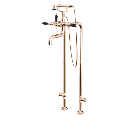 Santec - Klassica Crystal Floor Mount Tub Filler With Hand Shower And Shut-Off Valves (Pair)