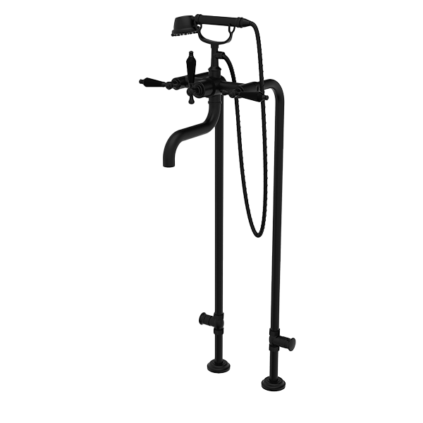 Santec - Klassica Crystal Floor Mount Tub Filler With Hand Shower And Shut-Off Valves (Pair)