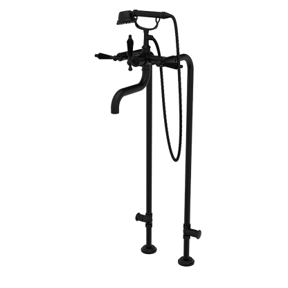 Santec - Klassica Crystal Floor Mount Tub Filler With Hand Shower And Shut-Off Valves (Pair)