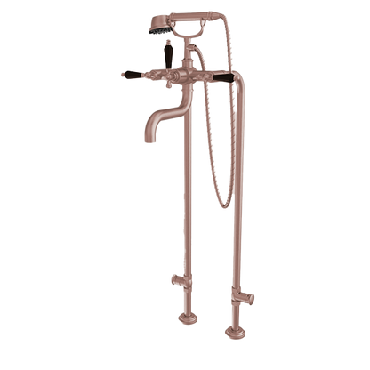 Santec - Klassica Crystal Floor Mount Tub Filler With Hand Shower And Shut-Off Valves (Pair)