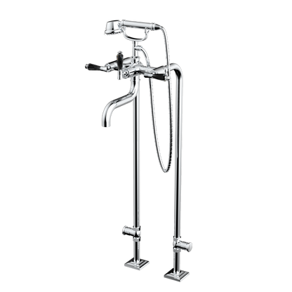 Santec - Edo Crystal Floor Mount Tub Filler With Hand Shower And Shut-Off Valves (Pair)